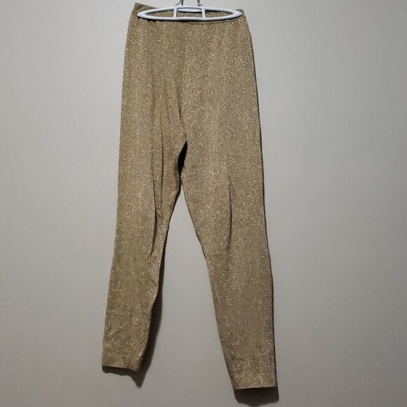 Vintage Anne KLEIN GLITTER GOLD LEGGINGS size small - Picture 1 of 5